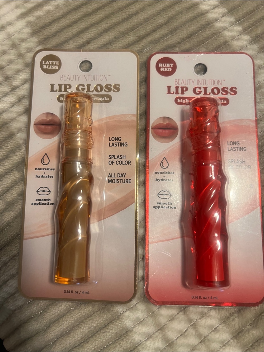 Lip Gloss - Latte Bliss (Cream) & Ruby Red (Red)